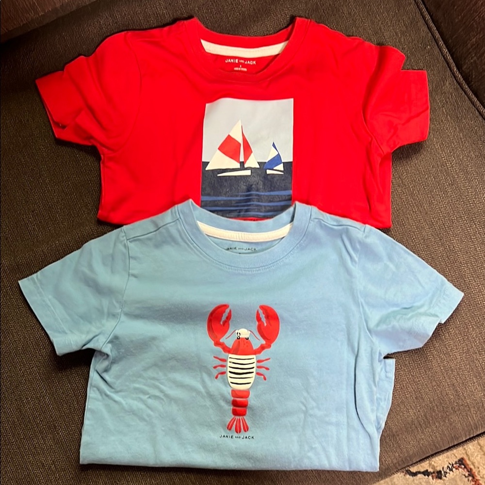 Janie and Jack Red and Blue Short Sleeve Tees